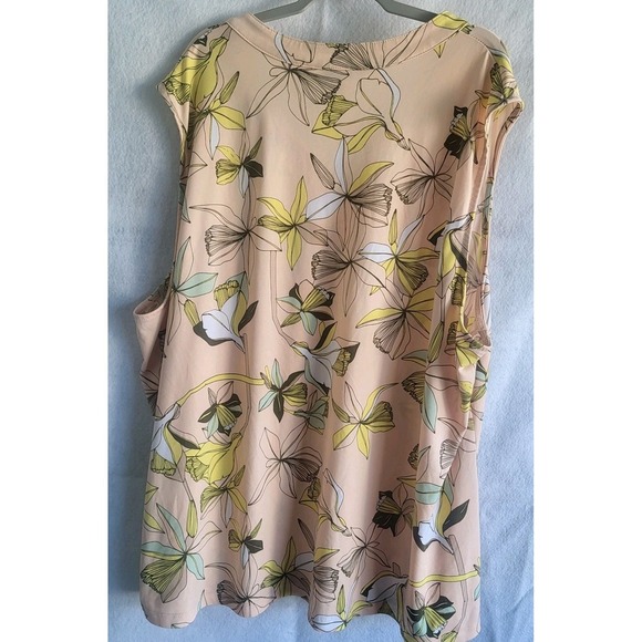Liz Claiborne Size 2x Blush Pink Sleeveless Floral Print Stretch Blouse Tie Neck - Picture 2 of 9